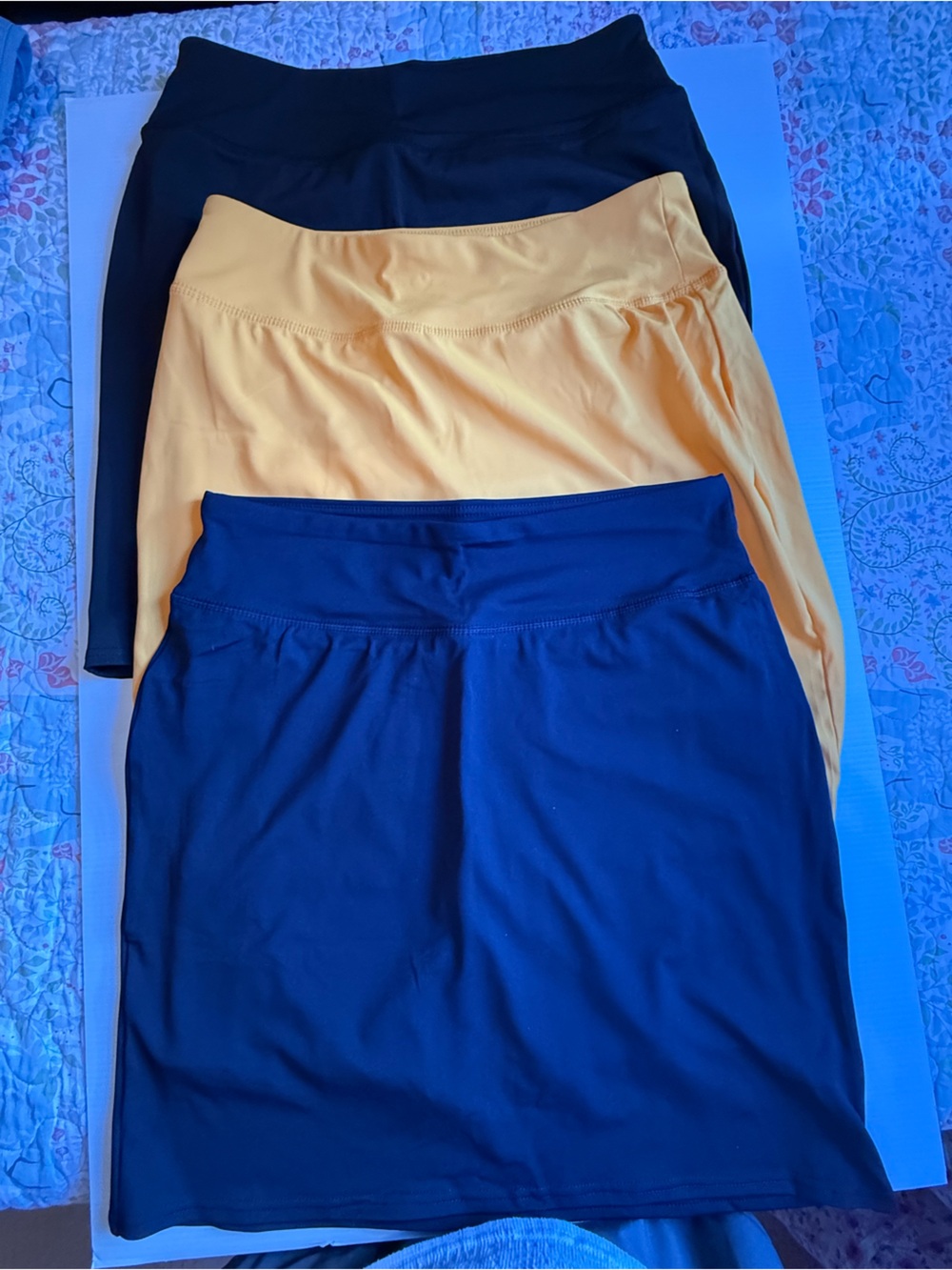 Women's Pull-On Skirt Set in Black, Yellow, and Navy